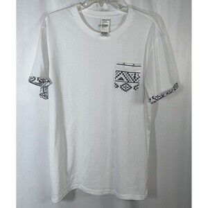 Blue Crown Tilly’s Men’s White T-shirt Aztec Tribal Inspired Large Pocket